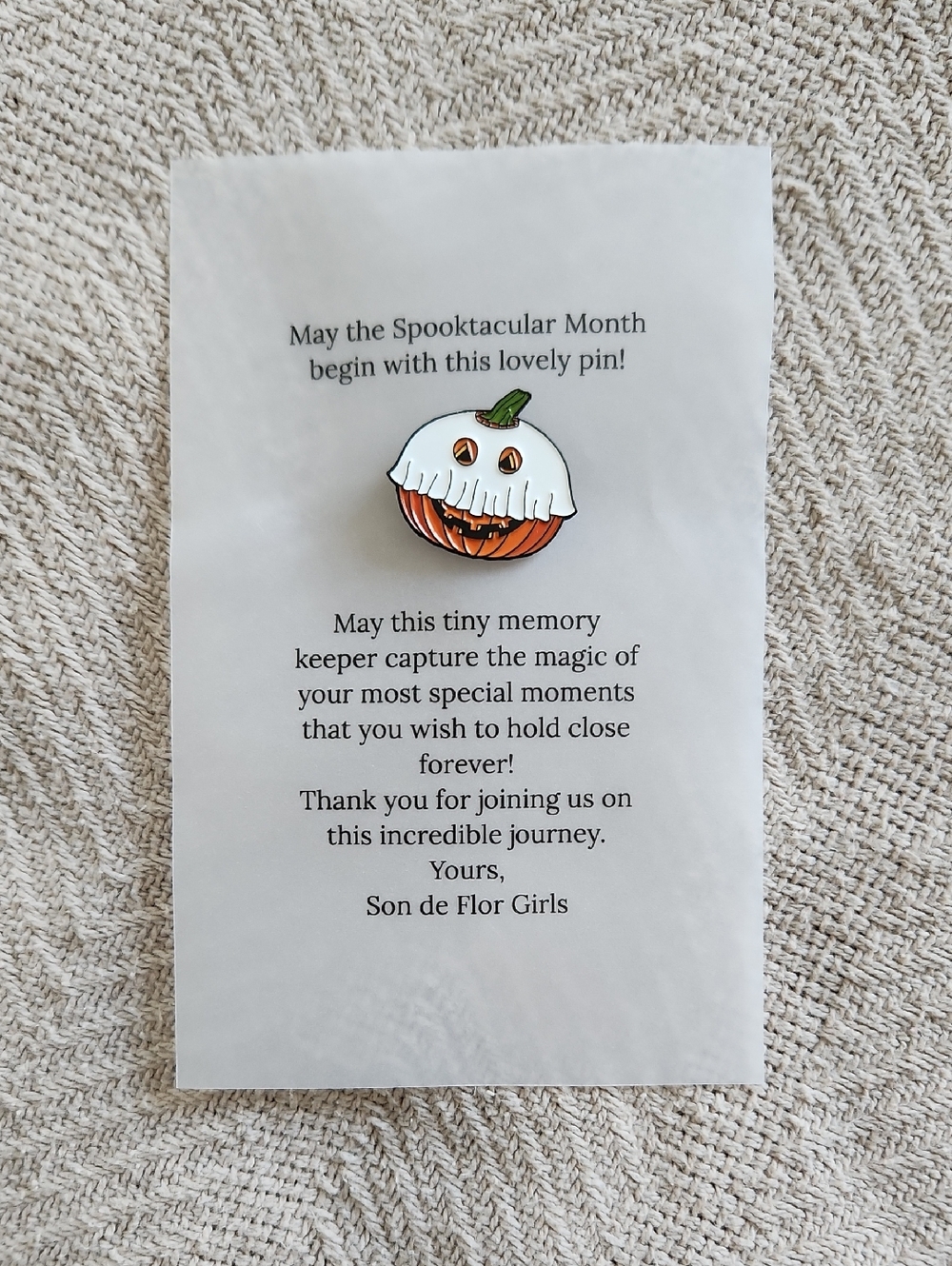 Rare Limited Edition Son de Flor Pumpkin Ghost Pin Halloween Fall October 2024